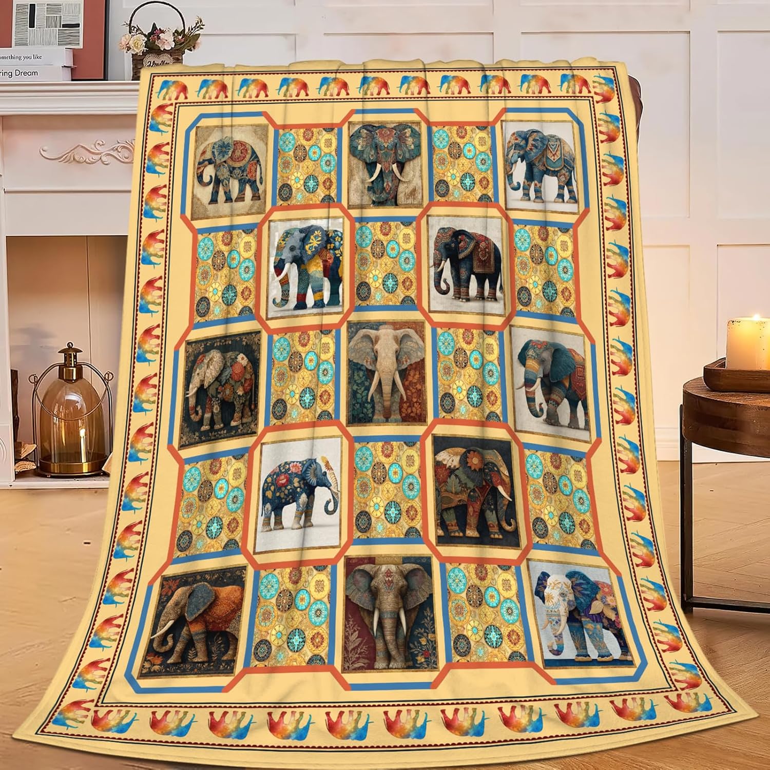 Elephant Throw Blanket Elephant Stuff Gifts for Kids Girls Boys Adults Women Men Soft Cozy Warm Plush Fluffy Fuzzy Fleece Blanket Decor 50''X60''