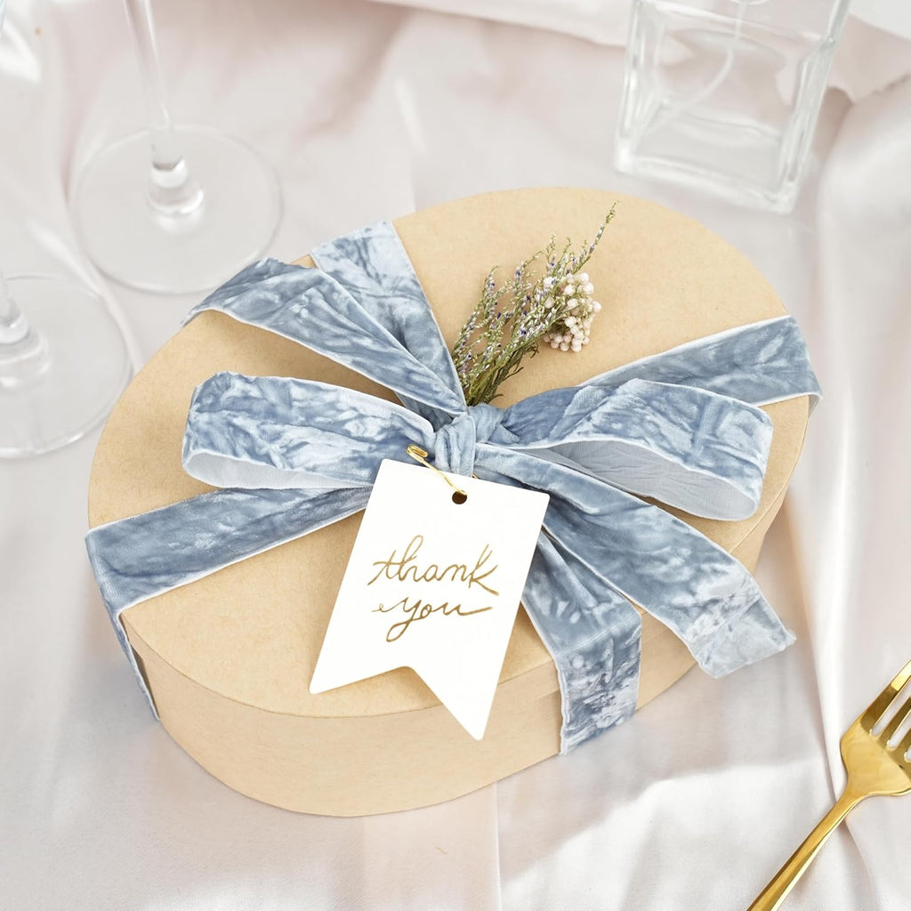 MAYREEL 1 Inch Dusty Blue Crushed Velvet Ribbon Slate Blue Vintage for Flower Bouquets Wedding Invitations Crafts Gift Wrapping Party Favor Boxes 10 Yards