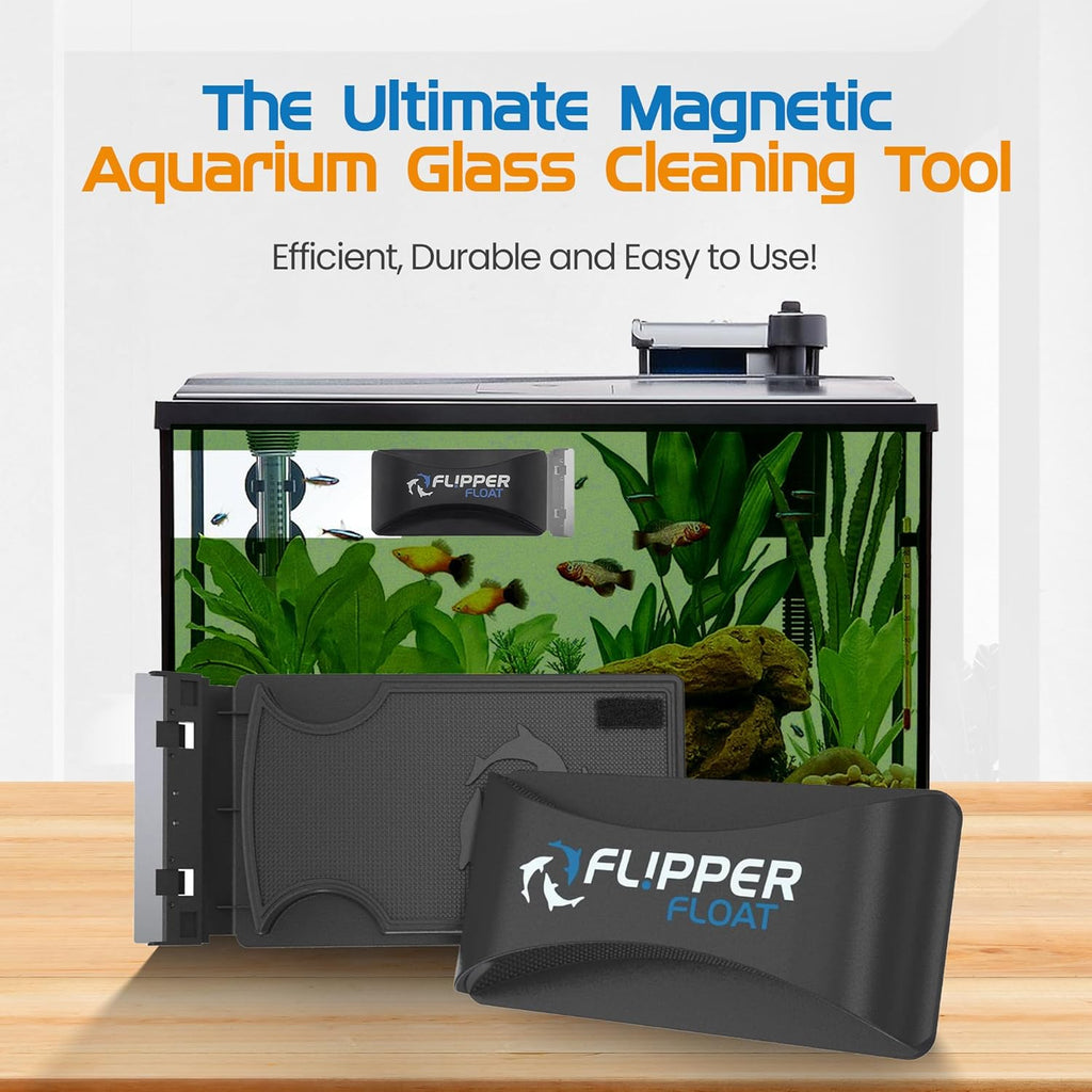FLIPPER Float Standard Magnetic Aquarium Cleaner – 2-in-1 Flip Scrubber and Scraper, Floating Design with Strong Magnets for Cleaning Algae and Debris on Glass and Acrylic Tanks up to 1/2" (12mm)