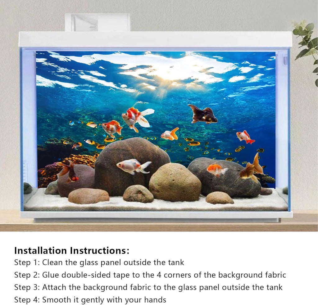 YongFoto Ocean Theme Fish Tank Background 36x24 inch Seaweed Coral Reef Rock Seafloor Tropical Fish Underwater Sea World Polyester Backdrop Reptile Habitat Terrarium Aquarium Background