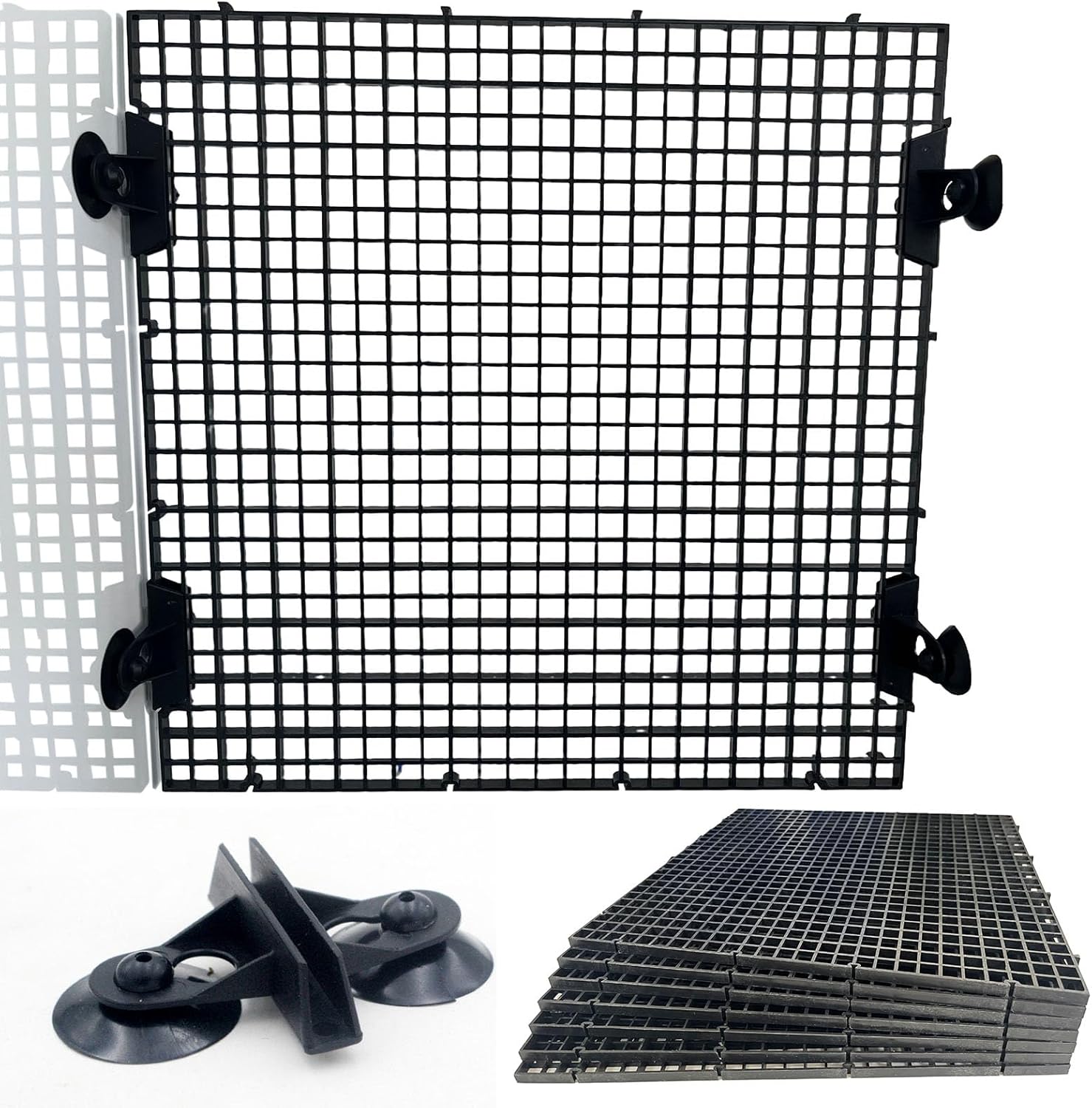 0.35-Inch Black Aquarium Divider Panel 11.8"x11.8",8pacs - Strong Suction Cups, Easy Cut Design to Separate Fish (10-55 Gallon Tanks)