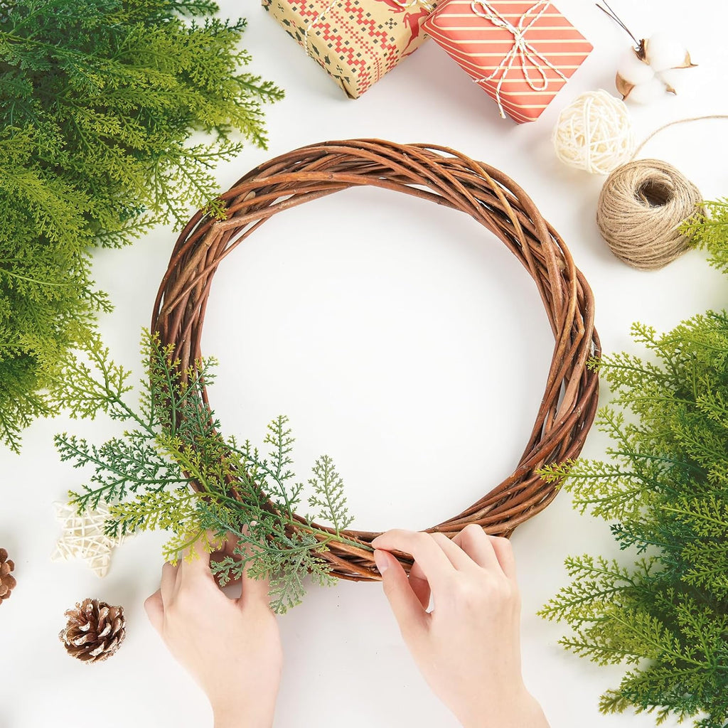 HOHOTIME 50 PCS Artificial Pine Stems, Christmas Greenery Cypress Pine Picks, Gradient Green Faux Cedar Branches for Vase, Fake Plants, Faux Pine Sprigs for Garland Wreath Tree Home DIY Xmas Decor
