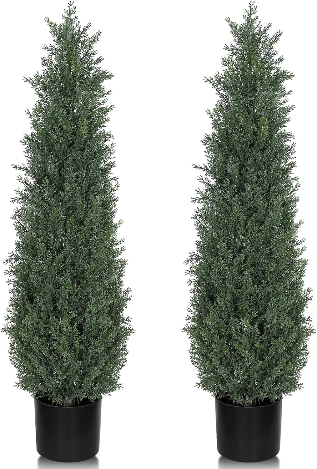 3FT Artificial Topiary Cedar Trees, 2-Pack Realistic Pre-Potted UV Resistant Faux Cypress Plants for Home Porch, Garden, and Entryway Decor