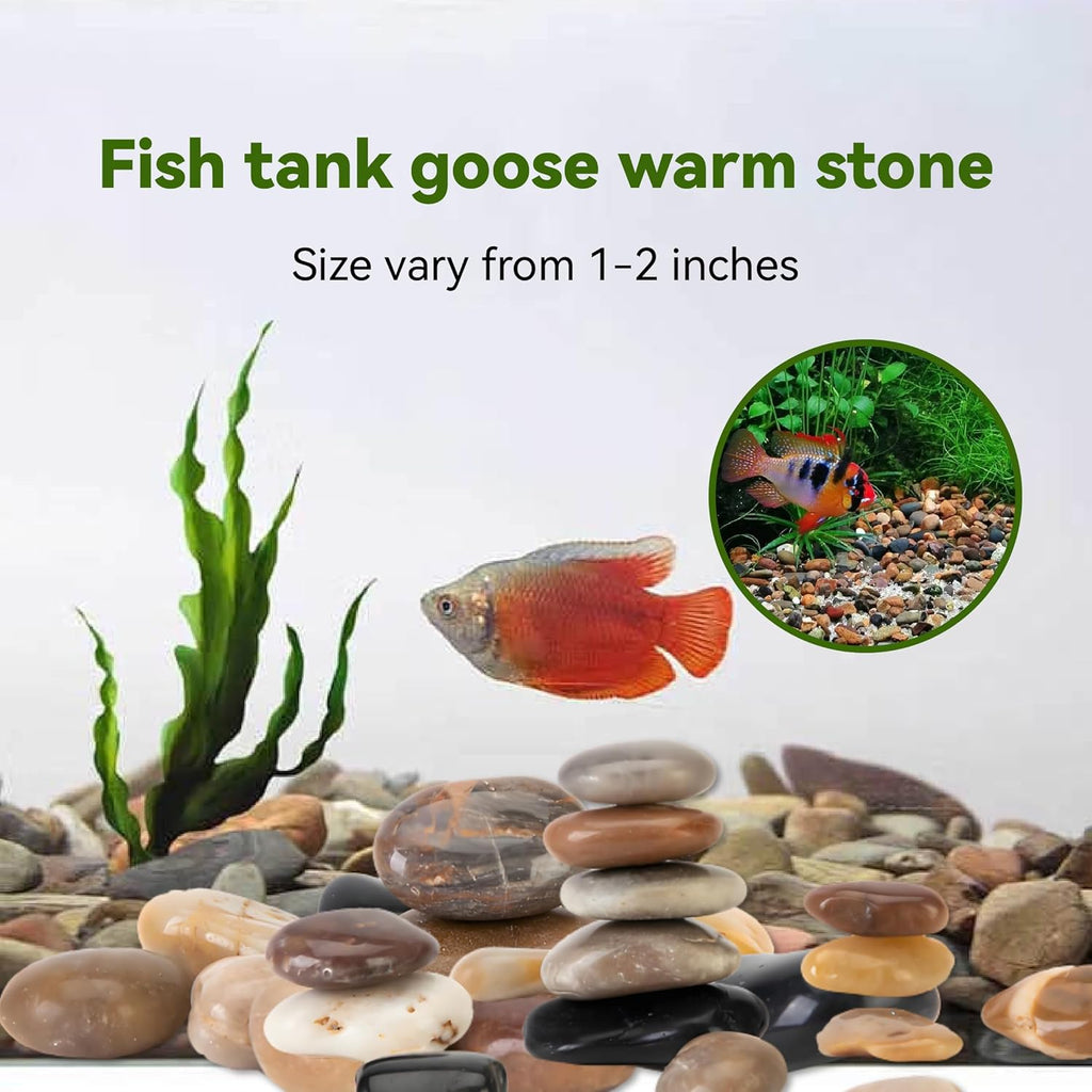 40 lbs Natural Polished River Rocks, 2-3 Inch Mixed Color Decorative Pebbles for Landscaping, Aquarium, Succulent Drainage, Plant Vase & Garden Decor (colorful-40LB)