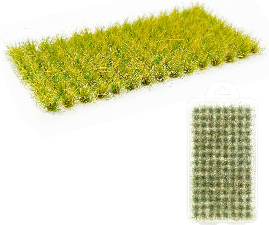 Woohome 120 PCS Bushy Tufts Static Grass Tuft Model Grass Tuft for DIY Miniature Train Landscape Terrain Railway Scenery Decorations, Yellowish