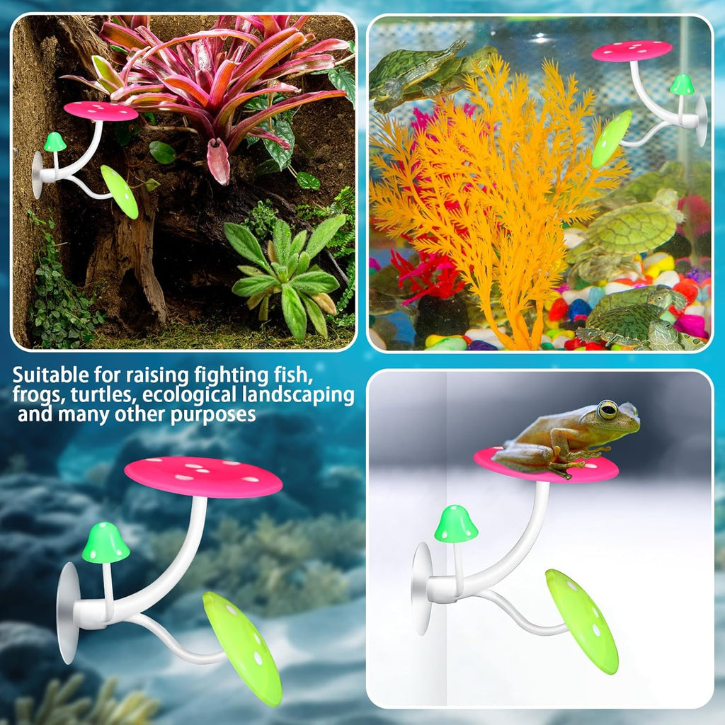 Boao 4 Pieces Betta Fish Tank Accessories Betta Leaf Hammock Pad Simulating The Natural Habitat for Tank Aquarium Spawning Grounds Breeding Resting Bed(Mushroom)