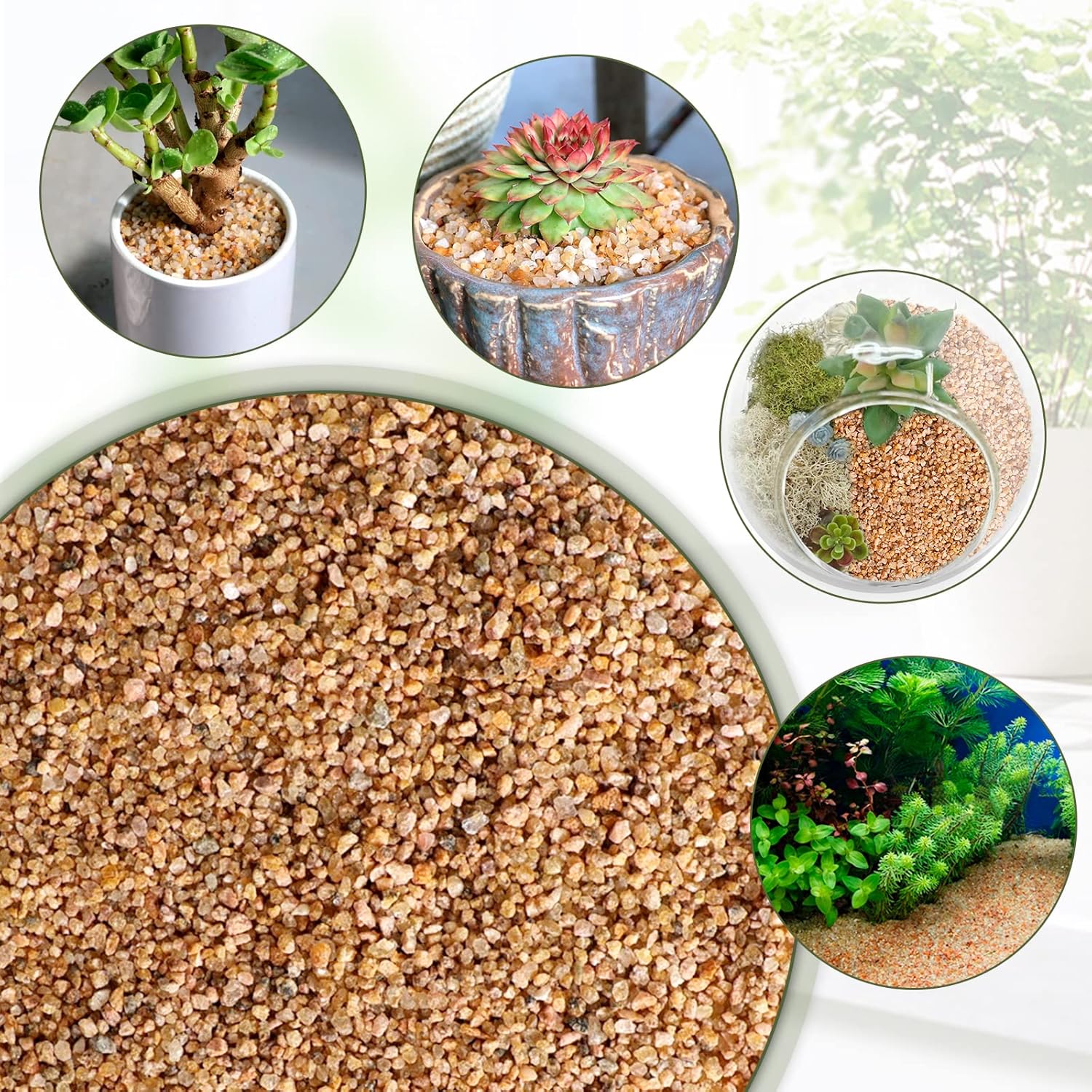 Coarse Silica Sand 3lb Succulent Rocks Stones Potting Horticultural Grit Cactus Bonsai Soil, Decorative Rocks Gravel for Potted Plant, Fairy Garden, Aquarium, Terrarium, DIY