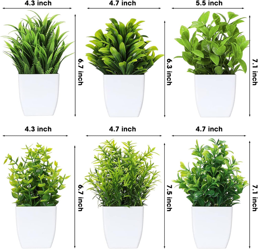 Unittype 12 Pcs Fake Plants Small Artificial Faux Plants for Shelf Mini Plastic Potted Greenery for Home Office Desk Bathroom Bedroom Indoor Decor(Green)