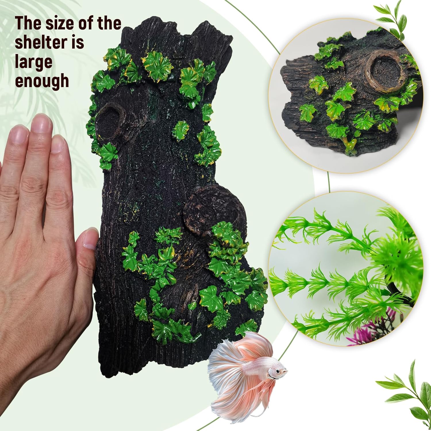 Fish Tank Decorations Aquarium Supplies Accessories Turtle Hideout Ornaments Fish Decor Bark Large Reptile House Cave Axolotl Hides