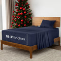 Mellanni Extra Deep Twin XL Sheets - 3 PC Iconic Collection Bedding - Hotel Luxury, Ultra Soft, Cooling Bed Sheets - Wrinkle, Fade, Stain Resistant (Twin Extra Long, Navy Blue)