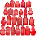 Red Glass Bud Vases Set, 24 Pcs Vintage Small Vases for Flowers, Crystal Mini Glasses in Bulk, Small Flower Design for Centerpieces Wedding Decorations Home Flower Party Decor