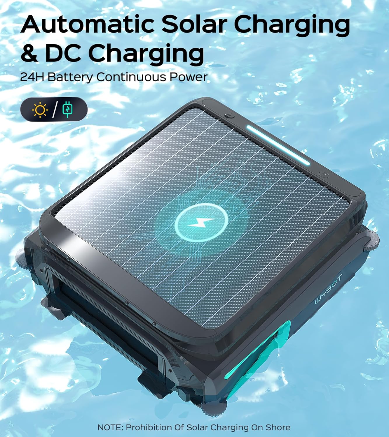 WYBOT F1 Pool Skimmer Robot Cleaner, App Remote Control, Automatic Solar Pool Cleaner, Water Clarification, Obstacle Avoidance, Anti-Stranding, Ideal for All Swimming Pool Types