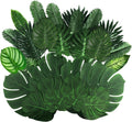 106Pieces 10 Kinds Artificial Palm Leaves Tropical Leaves with Stems Jungle Leaves Decorations for Hawaiian Luau Party Beach Baby Shower Wedding Birthday