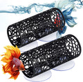 Honeydak 2 Pcs Betta Fish Tank Accessories Black Betta Tunnel Fish Toys Safe Hollow Hammock Cave Aquarium Decor Hideout Tube Shelter with Suction Cups for Small Fish Shrimp Reptile Guppies