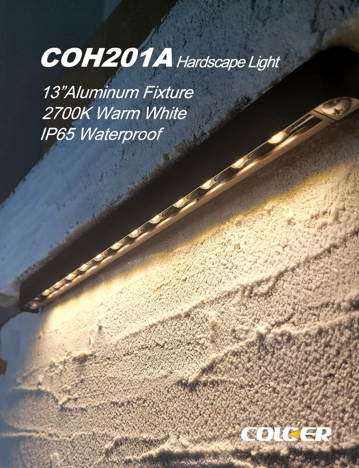 COLOER 13 Inch LED Hardscape Lighting, Retaining Wall Lights, 12V AC/DC Low Voltage Paver Light, 2.5W Outdoor Step Lights, IP65 Waterproof Stair Lights,2700K Warm White (2-Pack)