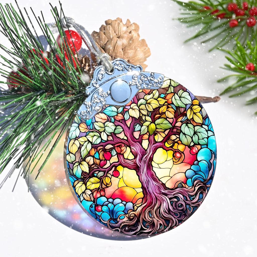Tree of Life Christmas Ornament, Stained Glass Decor, Gifts & Holiday Ideas