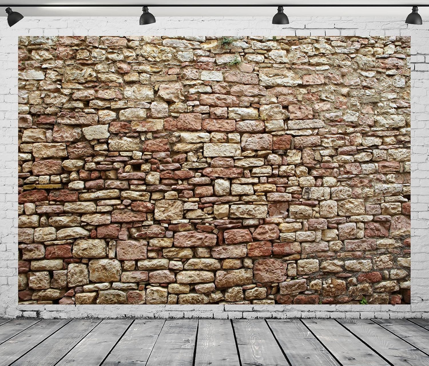 10x6.5ft Fabric Rustic Stone Wall Photography Backdrop Nostalgia Irregular Rock Brick Texture Background Birthday Party Decoration Kid Adult Artistic Portrait Seamless Scene Photo Shoot Props