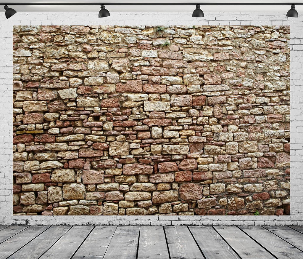 6x4ft Fabric Rustic Stone Wall Photography Backdrop Nostalgia Irregular Rock Brick Texture Background Birthday Party Decoration Kid Adult Artistic Portrait Seamless Scene Photo Shoot Props