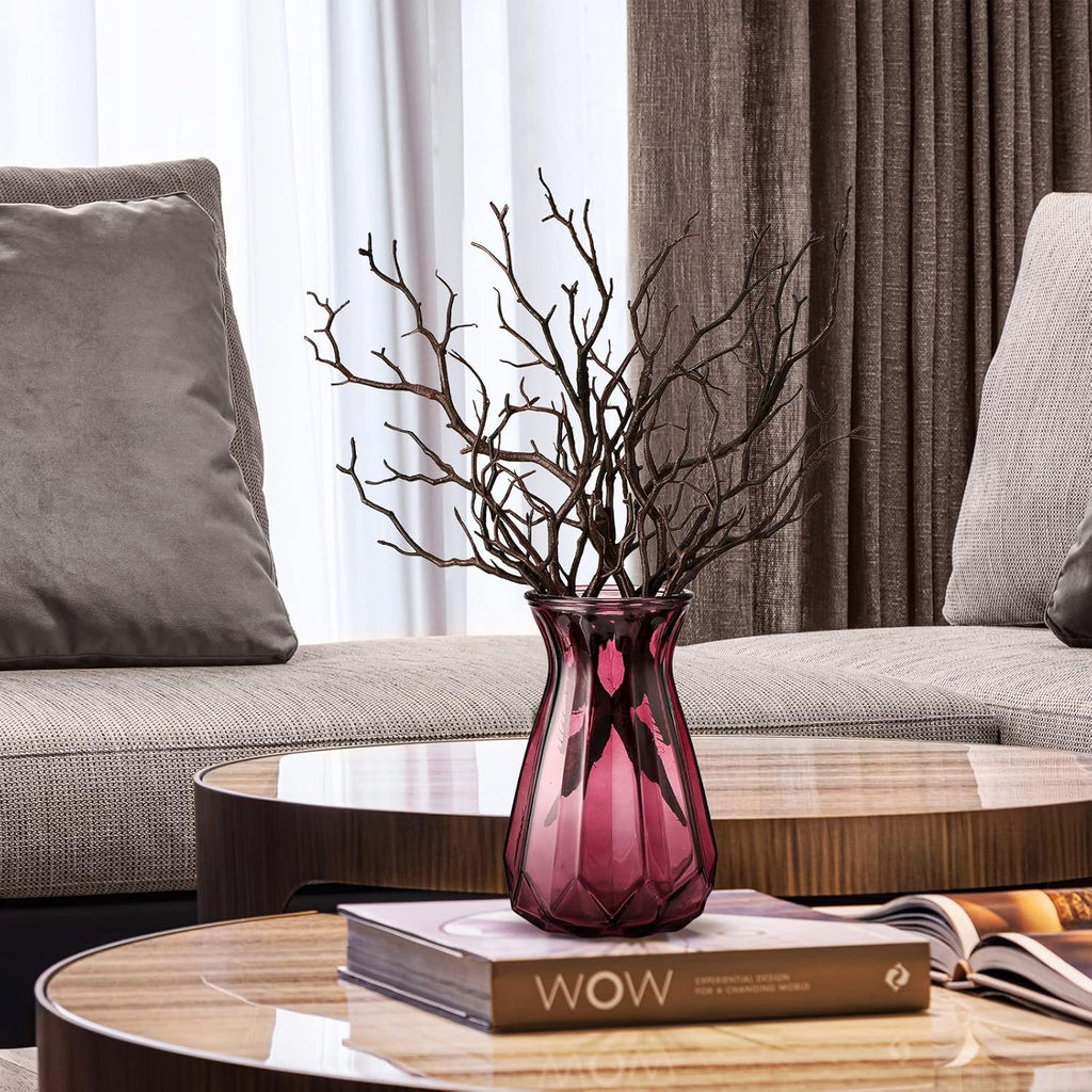 Geosar 13.8 Inch Small Manzanita Branches Plastic Faux Branches Artificial Antler Shaped Tree Branch Decorative Plant Twigs for Home Wedding Table Centerpiece Festival Decors(Dark Brown,10 Pieces)