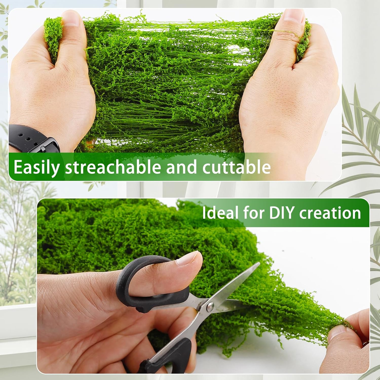 Yomirduy Artificial Moss for Crafts, 5.3OZ Fake Green Moss for Potted Plants, Faux Moss Decor for DIY Decorative, Walls,Table Centerpieces Decor Fairy Garden Model Making (150g)
