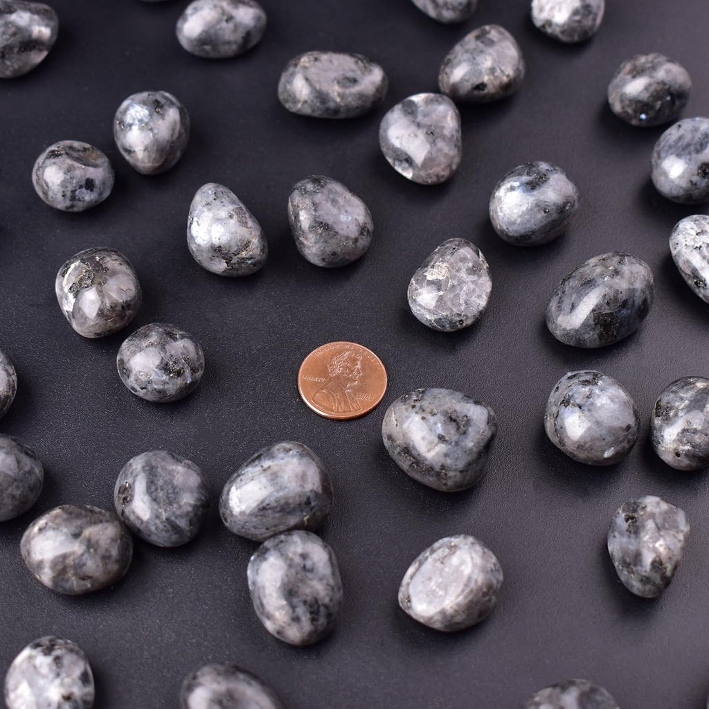Larvakite Healing Crystal Stone Set - 24 Pieces, 0.6" Natural & Polished Stones for Healing, Meditation, Reiki, Chakra, Crafting & Decoration