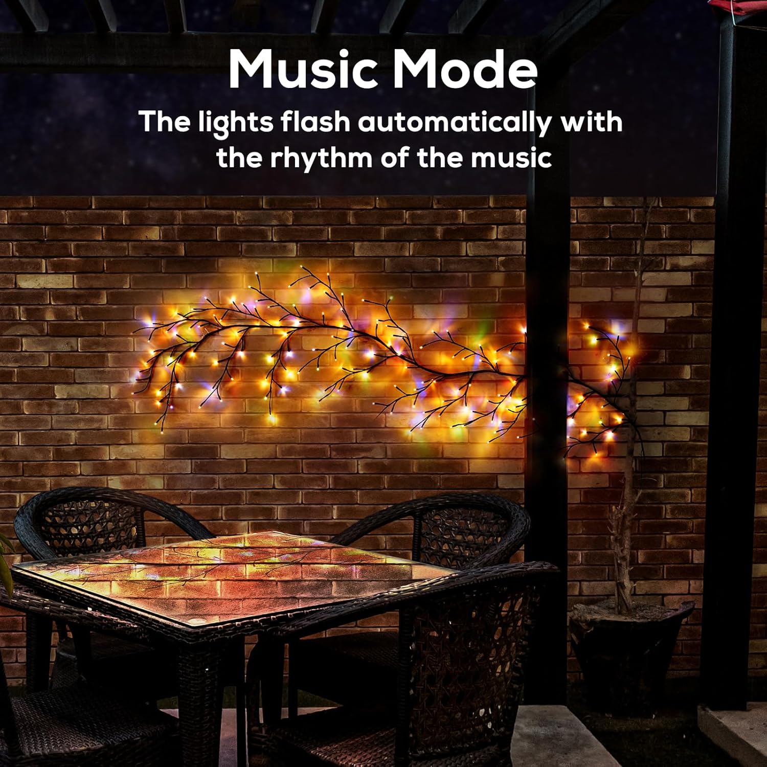 Enchanted Willow Vine Lights for Home Decor with 160LEDs, 8.2FT Voice-Activated Wall Decoration Light, Support Warm and Color Light Mode Switch, Ideal for Christmas, Wedding, Party Decor(Brown)(1PCS)