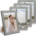 8x11 Picture Frame Set of 2, Made of Real Glass and Grey Wooden Frame - 8 by 11 Photo for Wall or Tabletop Display