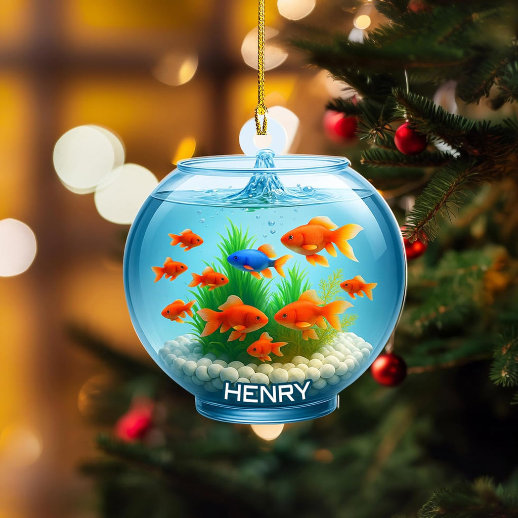 Personalized Aquarium Fish Tank Christmas Ornament 2025, Custom Name Clownfish Holiday Tree Decoration, Unique Keepsake Gift for Fish Lovers, Pet Owners, Kids, Aquarists (ON7)