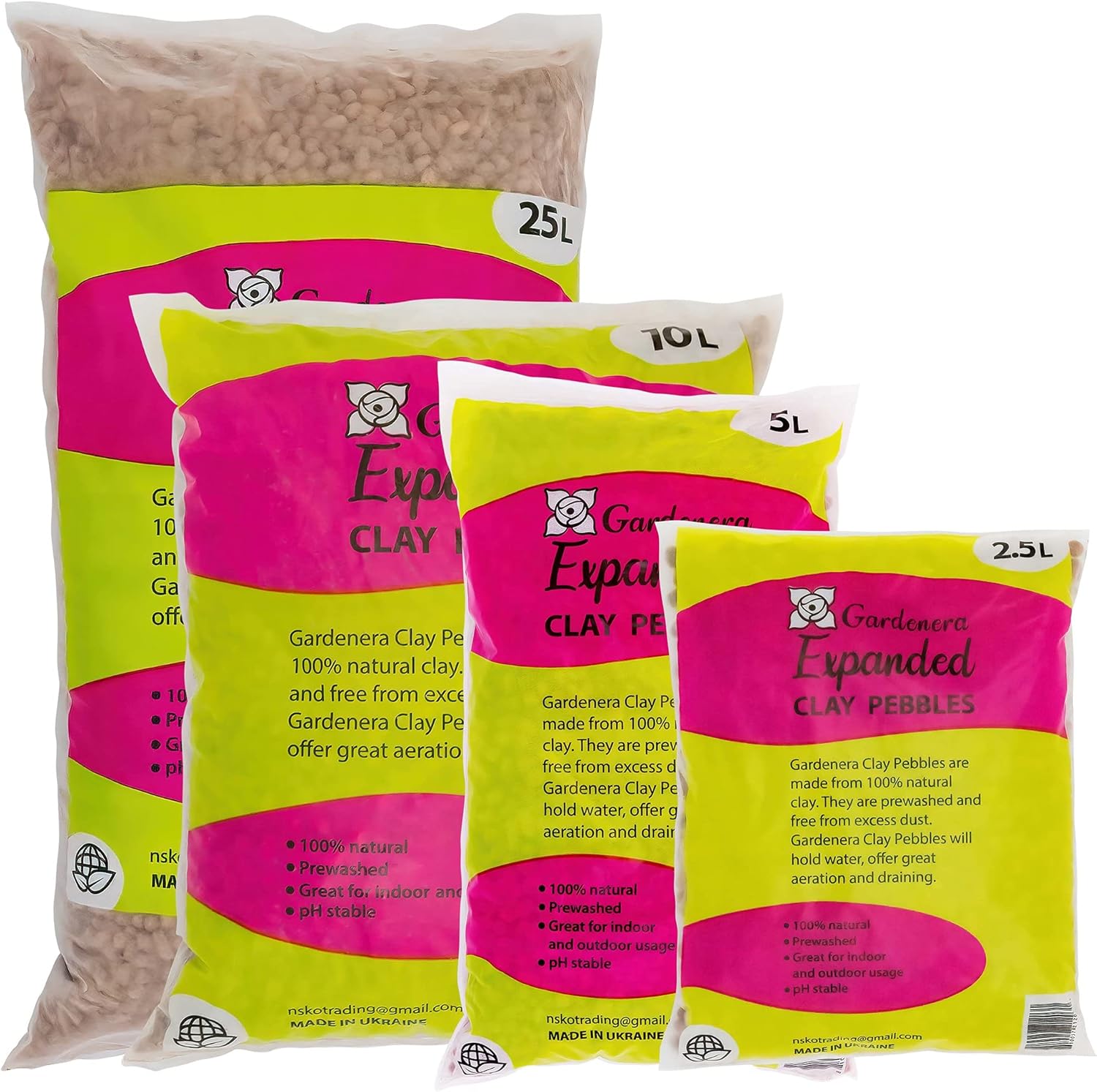 Gardenera Expanded Clay Pebbles for Plants – 4mm-16mm LECA Balls | 100% Natural Hydroton Clay for Drainage, Hydroponics, Aquaponics, Terrariums, Orchids & Indoor Plant Growing Medium - 5 Quarts