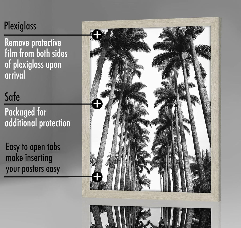 Americanflat 22x28 Poster Frame with Polished Plexiglass - Wide Picture Frames Made of Engineered Wood for Vertical or Horizontal Wall Display - Epic Collection - Grey