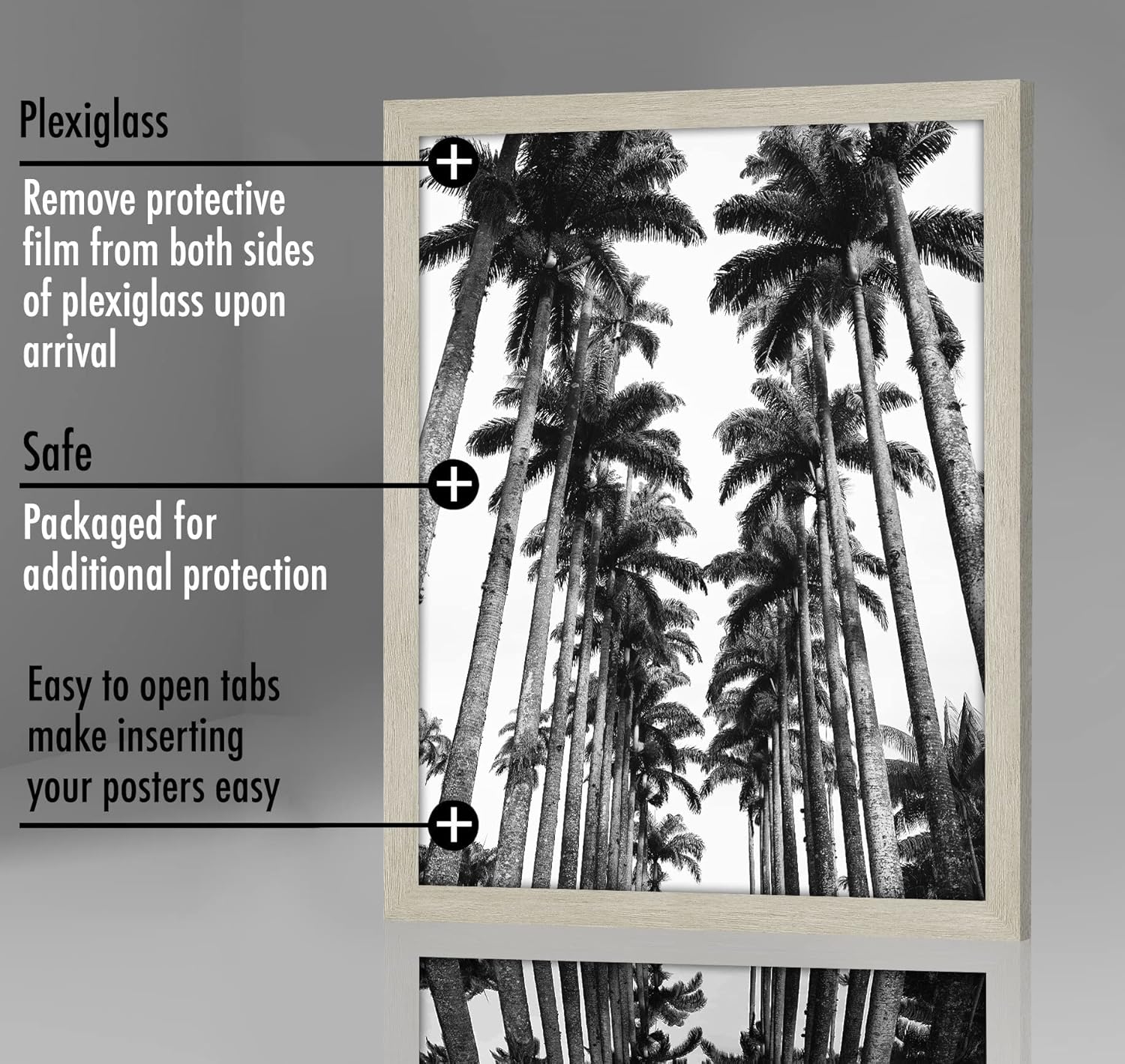 Americanflat 22x28 Poster Frame with Polished Plexiglass - Wide Picture Frames Made of Engineered Wood for Vertical or Horizontal Wall Display - Epic Collection - Grey