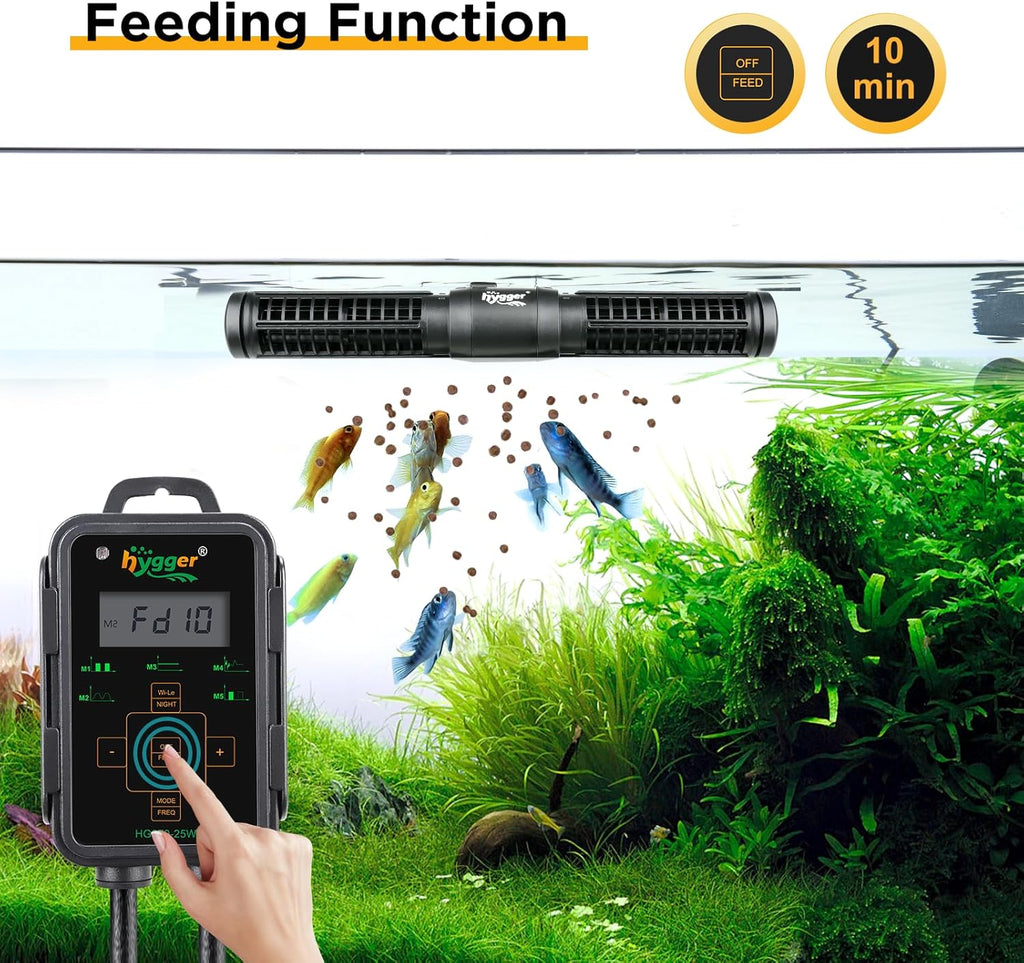 hygger Aquarium Wave Maker, Adjustable Cross Flow Pump with LED Display Controller, Magnetic DC 24V Aquarium Powerhead for Freshwater and Marine Reef Aquariums Up to 135 Gallon (18w)