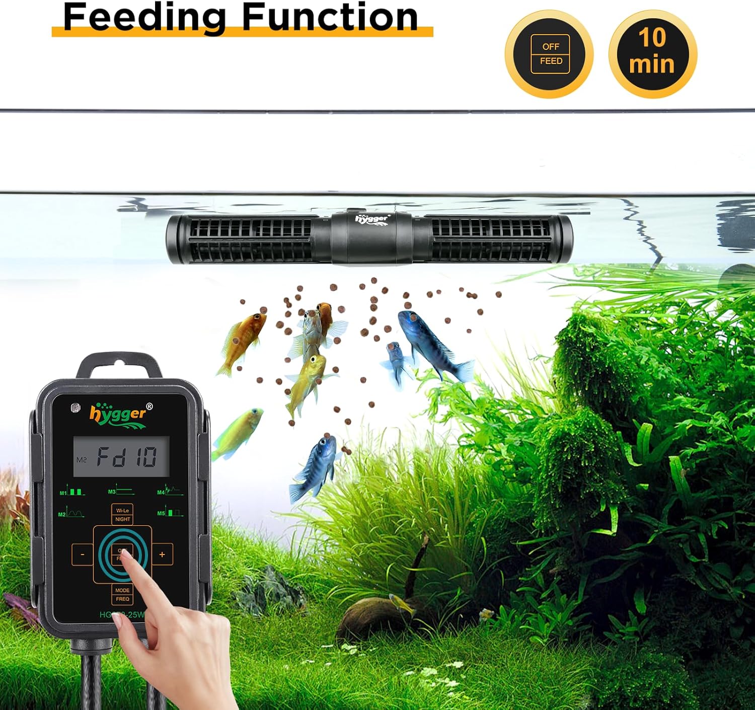 hygger Aquarium Wave Maker, Adjustable Cross Flow Pump with LED Display Controller, Magnetic DC 24V Aquarium Powerhead for Freshwater and Marine Reef Aquariums Up to 135 Gallon (18w)