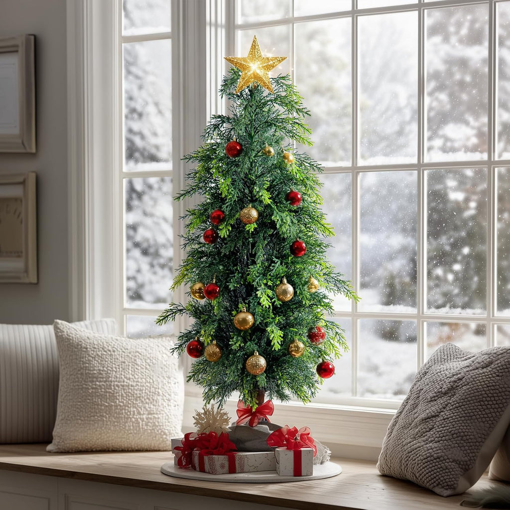 2PCS 3ft Artificial Norfolk Pine Tree Artificial Christmas Tree Premium Pine Xmas Tree Branch Tip Easy Setup, Artificial Pencil Realistic Pine Needles Realistic Holiday Party Decor