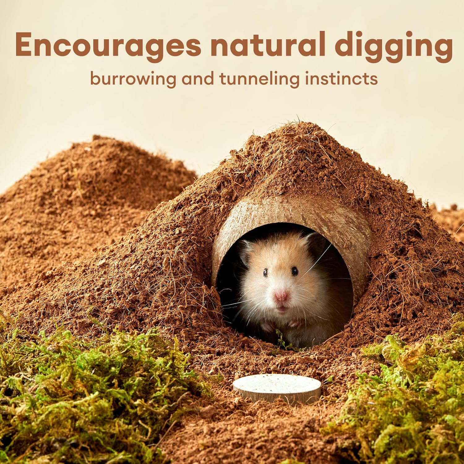 BUCATSTATE 5L Natural Coco Fiber Hamster Bedding, Soft Natural Coco Fiber Substrate for Small Pets & Dwarf Syrian Hamsters, Gerbils, Mice, Low-dust Hamster Hamsters
