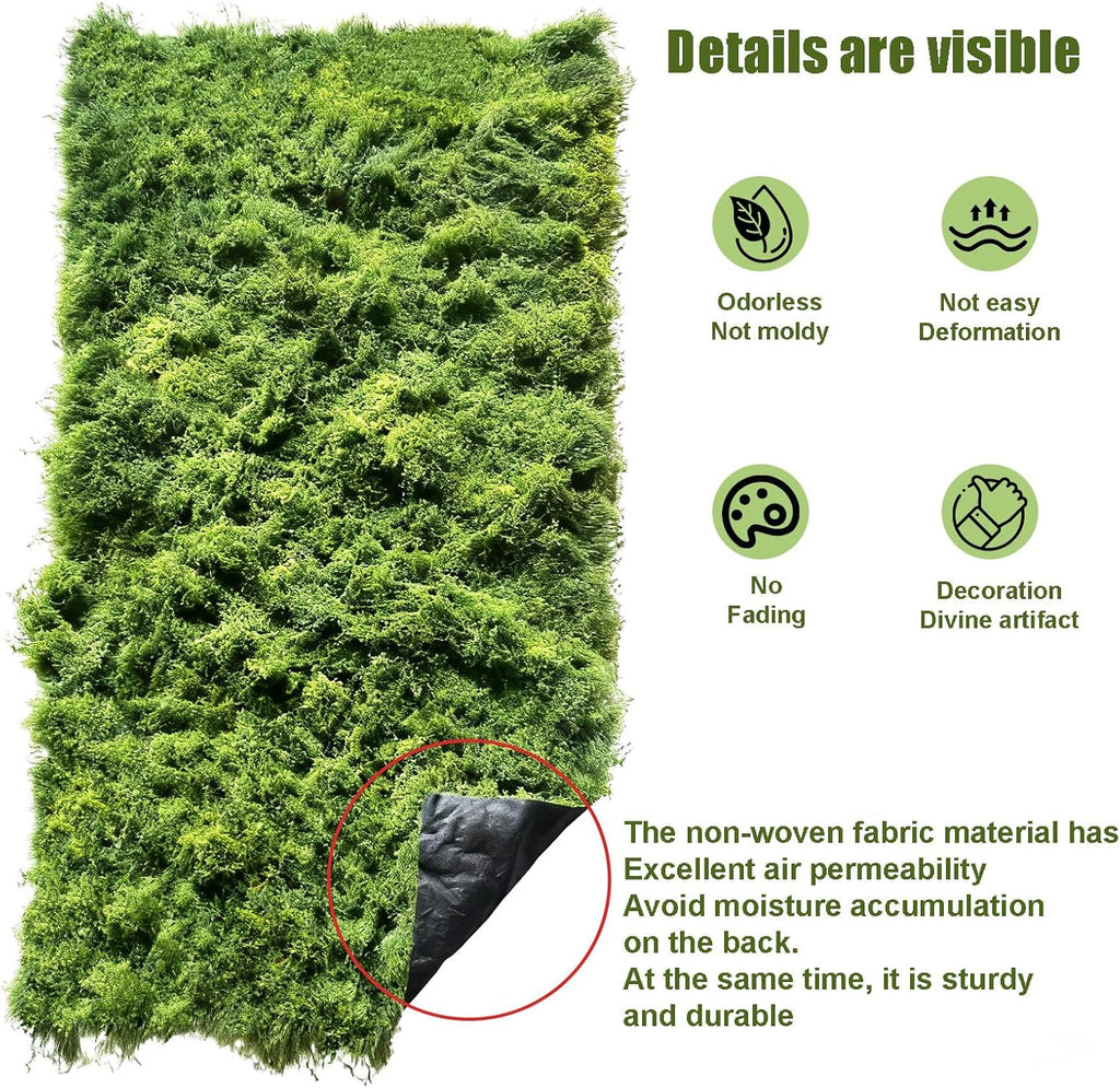 Artificial Green Moss Mat for Decoration Carpet Grass Wall, Natural Decorative for Plants Indoor with Base Fabric, Artificial Moss Mat Suitable for DIY (19.68 * 39.37 inch/0.5 * 1m)
