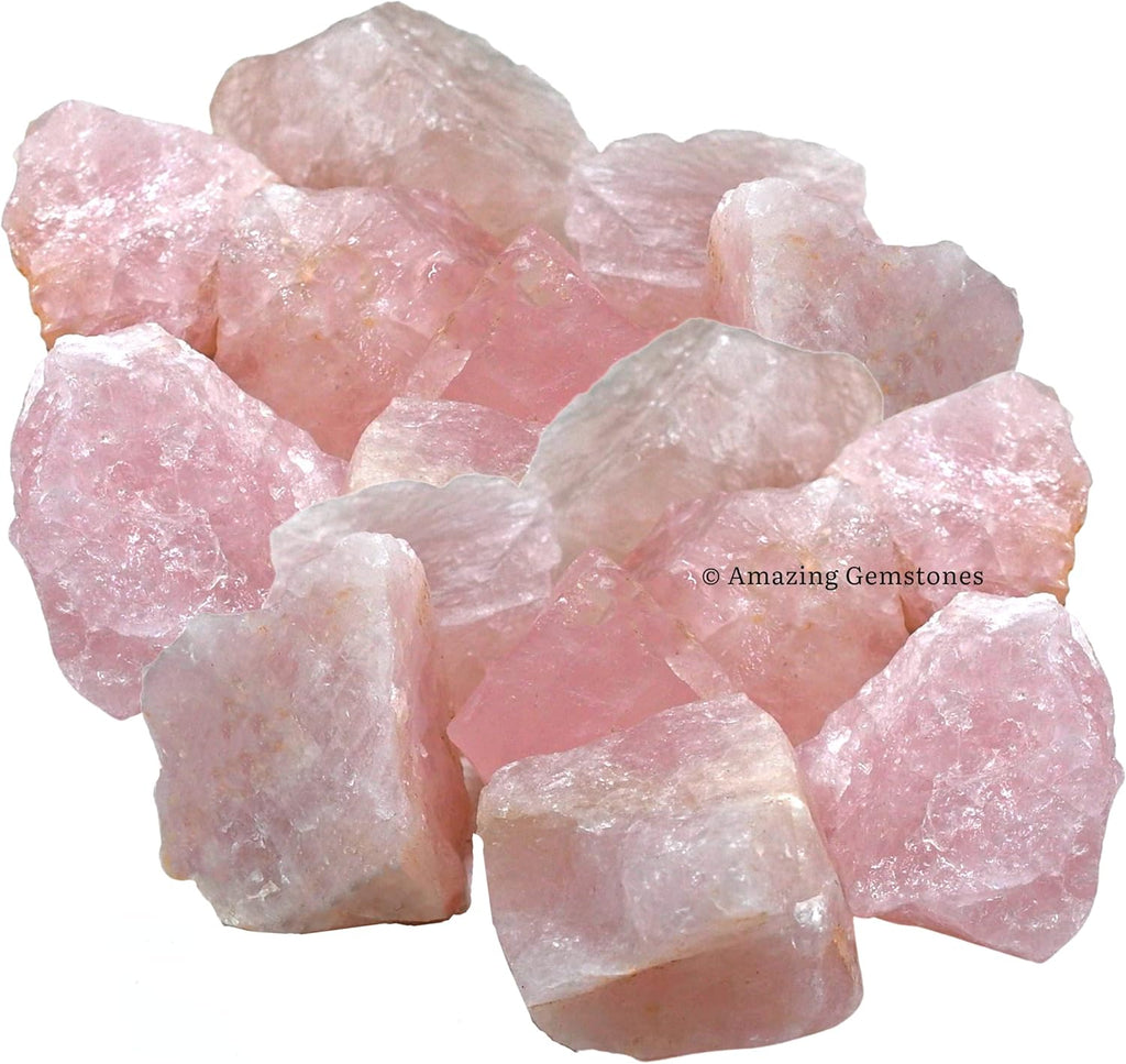 Amazing Gemstone Rose Quartz Raw Crystals and Healing Stones, Natural Rocks for Tumbling and DIY Raw Stones and Crystals (1 lb)