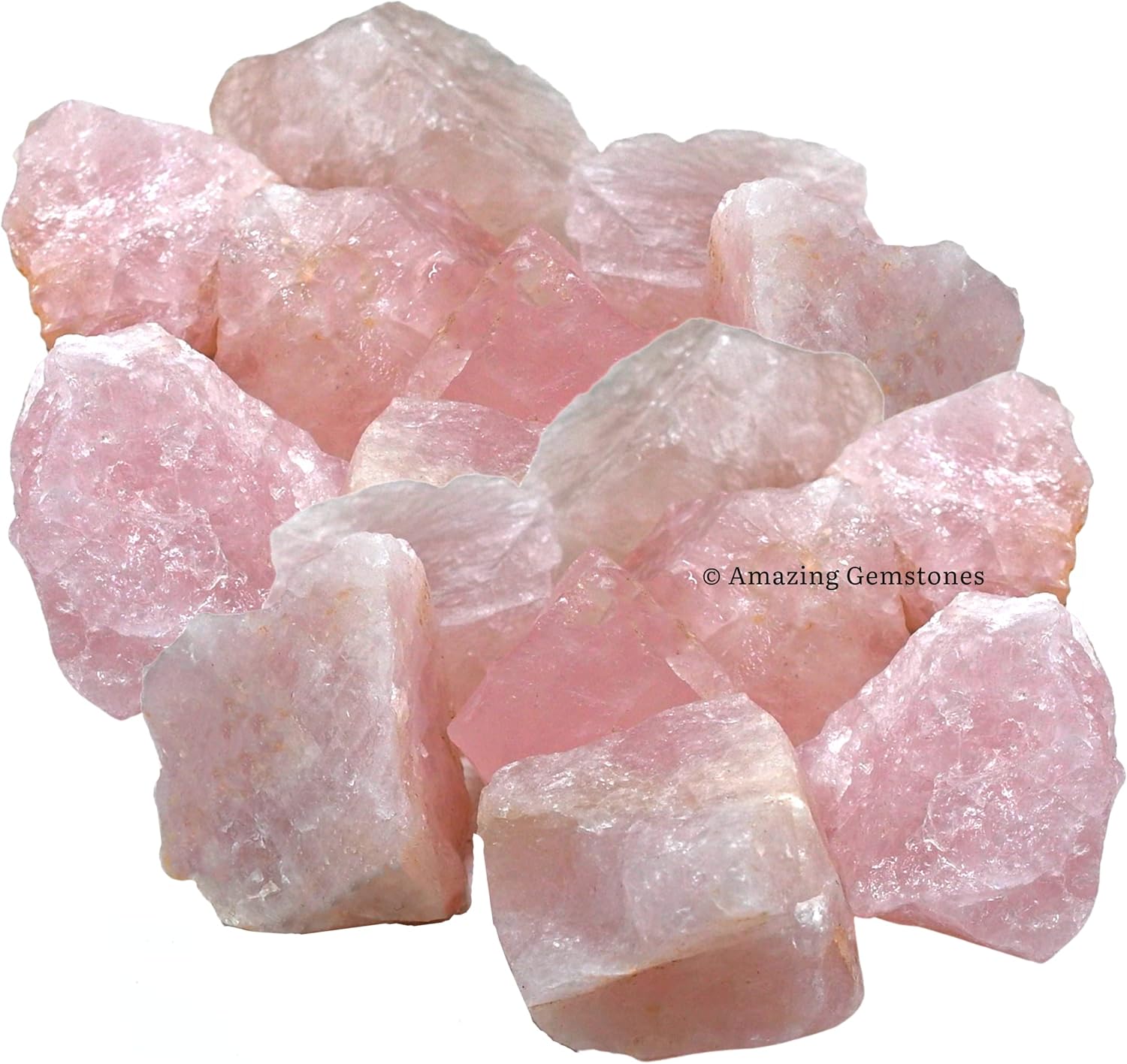 Amazing Gemstone Rose Quartz Raw Crystals and Healing Stones, Natural Rocks for Tumbling and DIY Raw Stones and Crystals (1 lb)