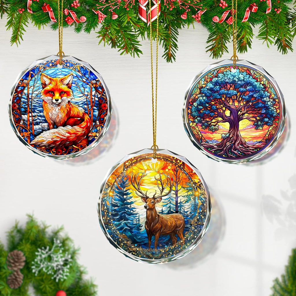 Stained Glass Deer Ornament - Christmas Tree Decor, Gift Exchange Present