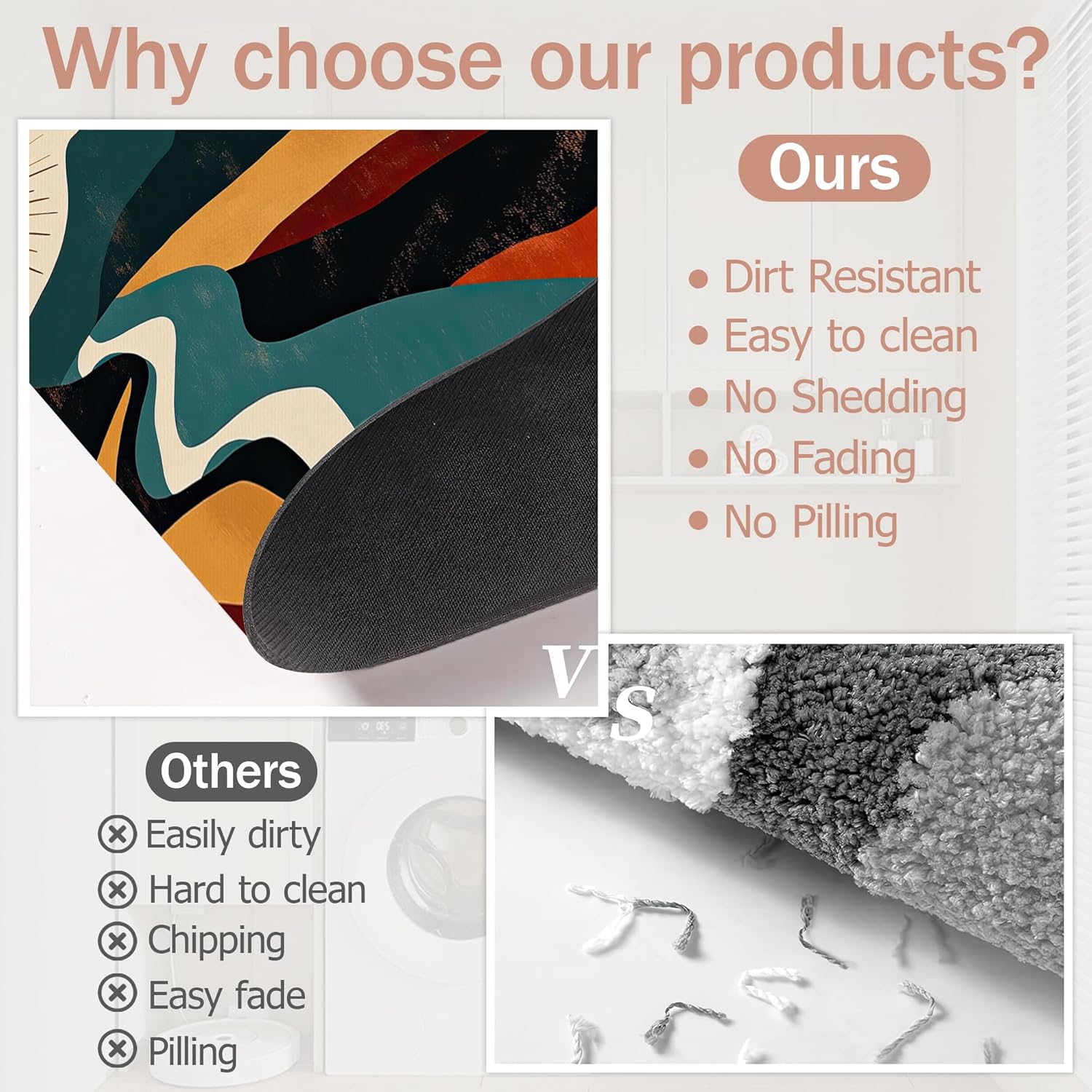 Diatomaceous Earth Bath Mat,Abstract Landscape Bath Rugs,Layered Mountain Non-Slip Thin Absorbent Fast Drying Easy to Clean for Bathroom Laundry Home Kitchen Door Mat 17x29.5Inch