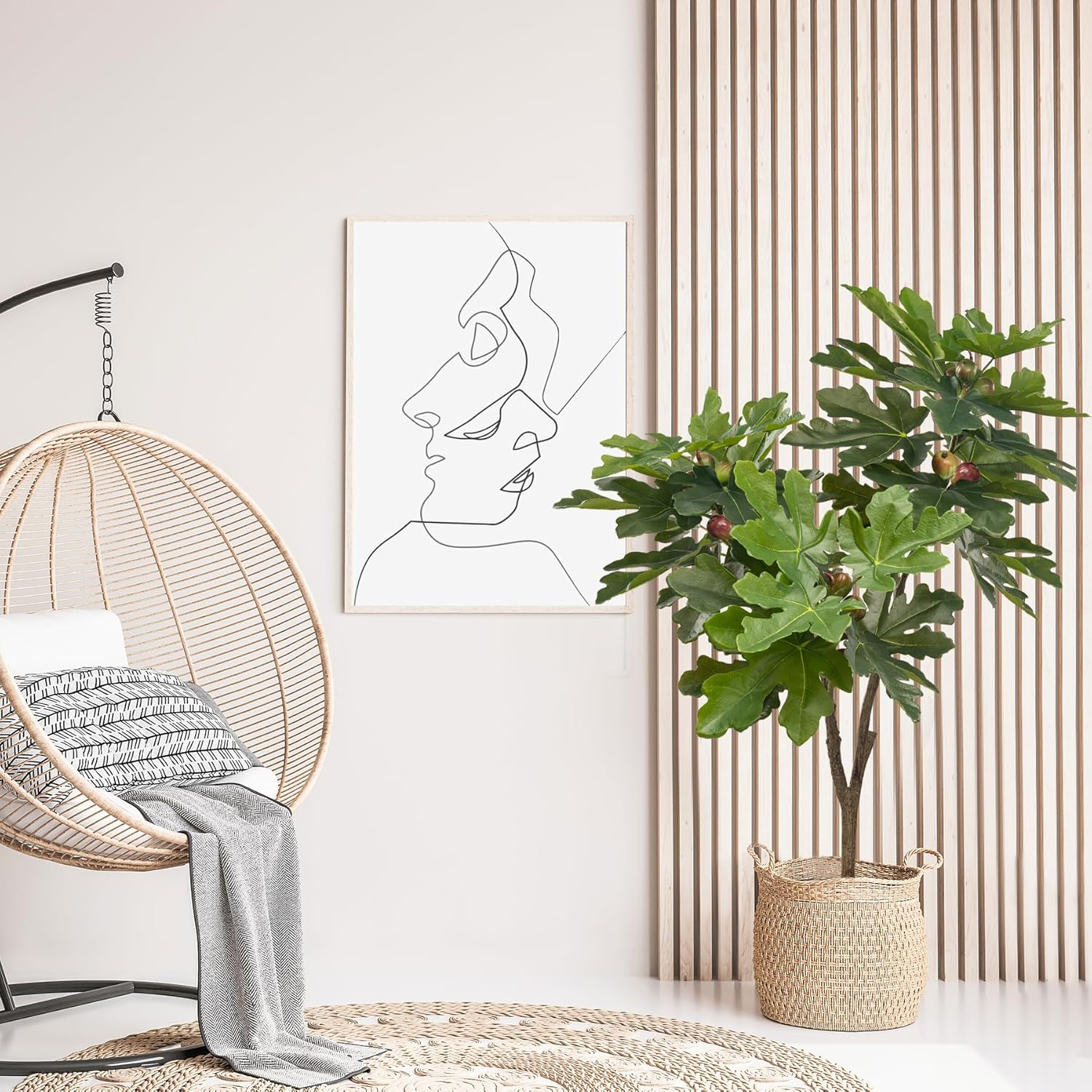 Faux Trees Indoor Living Room Plant Decor Artificial Plants Outdoor Home Decor Fake Tree Office Decor Fiddle Leaf Fig Tree Tall Fake Plant Artificial Greenery 3.9ft Faux Plants Indoor
