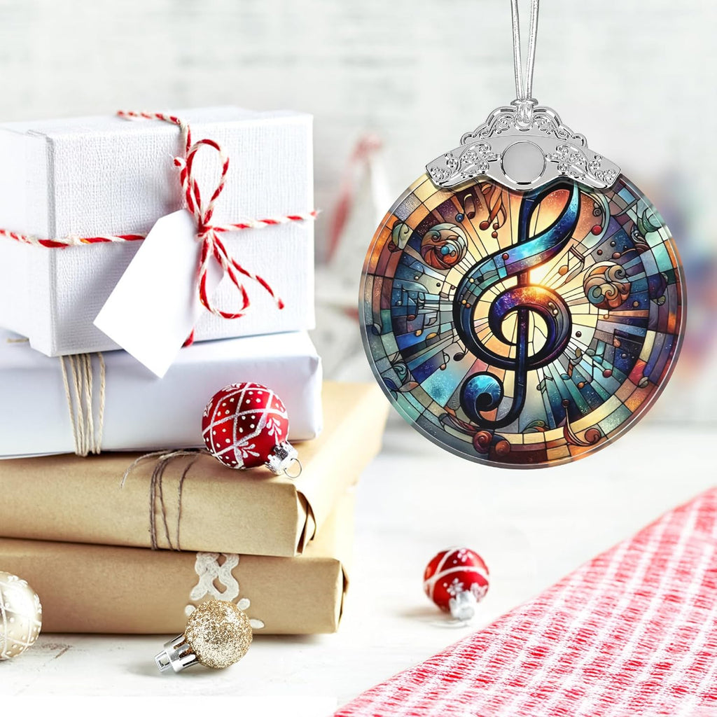 Christmas Ornament, 2025 Ornaments for Christmas Tree, Stained Glass Hanging Ornament, Holiday Ornaments, Unique Gift Idea - Musical Note