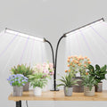 GooingTop Grow Light LED Gooseneck Lamp,Dual-Head White Full Spectrum 148 LED Plant Lamp with Red Blue Light Clip-on Desk for Indoor Plants Growing,Diming & Auto Timer,Super Bright