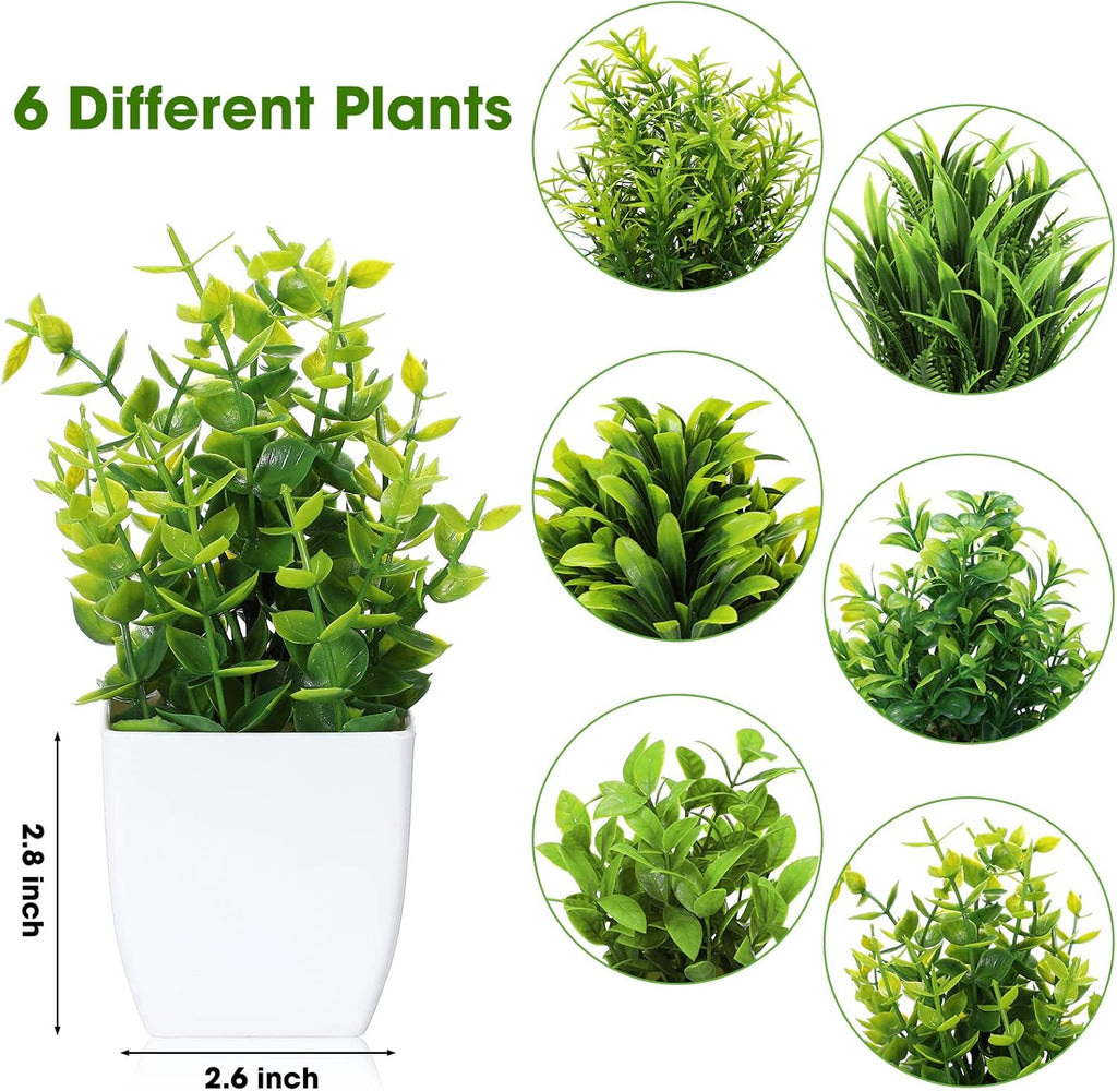 Unittype 12 Pcs Fake Plants Small Artificial Faux Plants for Shelf Mini Plastic Potted Greenery for Home Office Desk Bathroom Bedroom Indoor Decor(Green)
