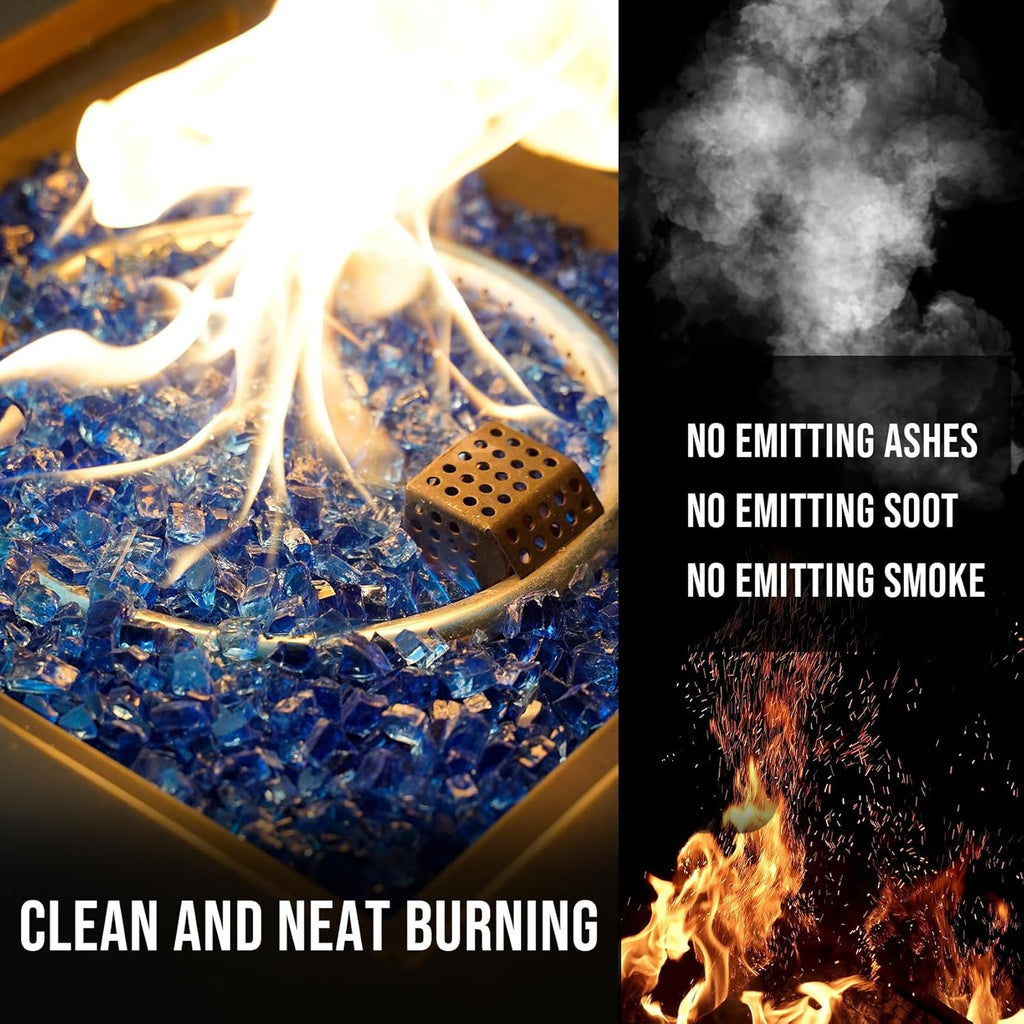 Skyflame High Luster 10-Pound Regular Fire Glass for Fire Pit Fireplace Garden Landscaping Cobalt Blue 1/2" Size