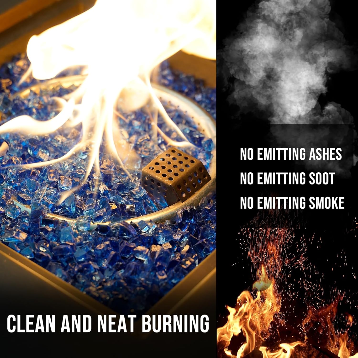Skyflame High Luster 10-Pound Regular Fire Glass for Fire Pit Fireplace Garden Landscaping Cobalt Blue 1/2" Size