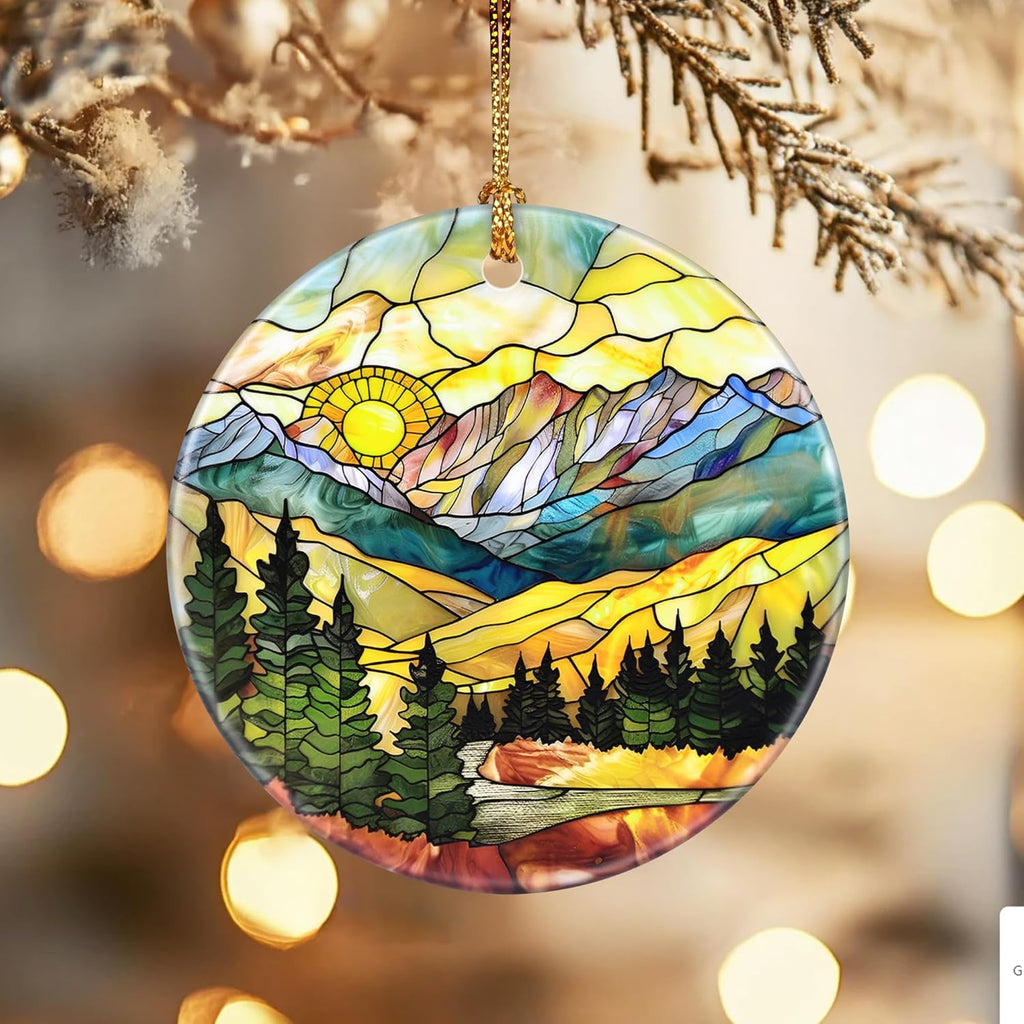 Christmas Ornaments, Dodosky 2.8in Ceramic Mountain Range Ornament, Xmas Decor, Christmas Tree Ornaments, Xmas Decorations for Tree, Holiday Ornament, Gifts for Women, Men, Nature Lovers