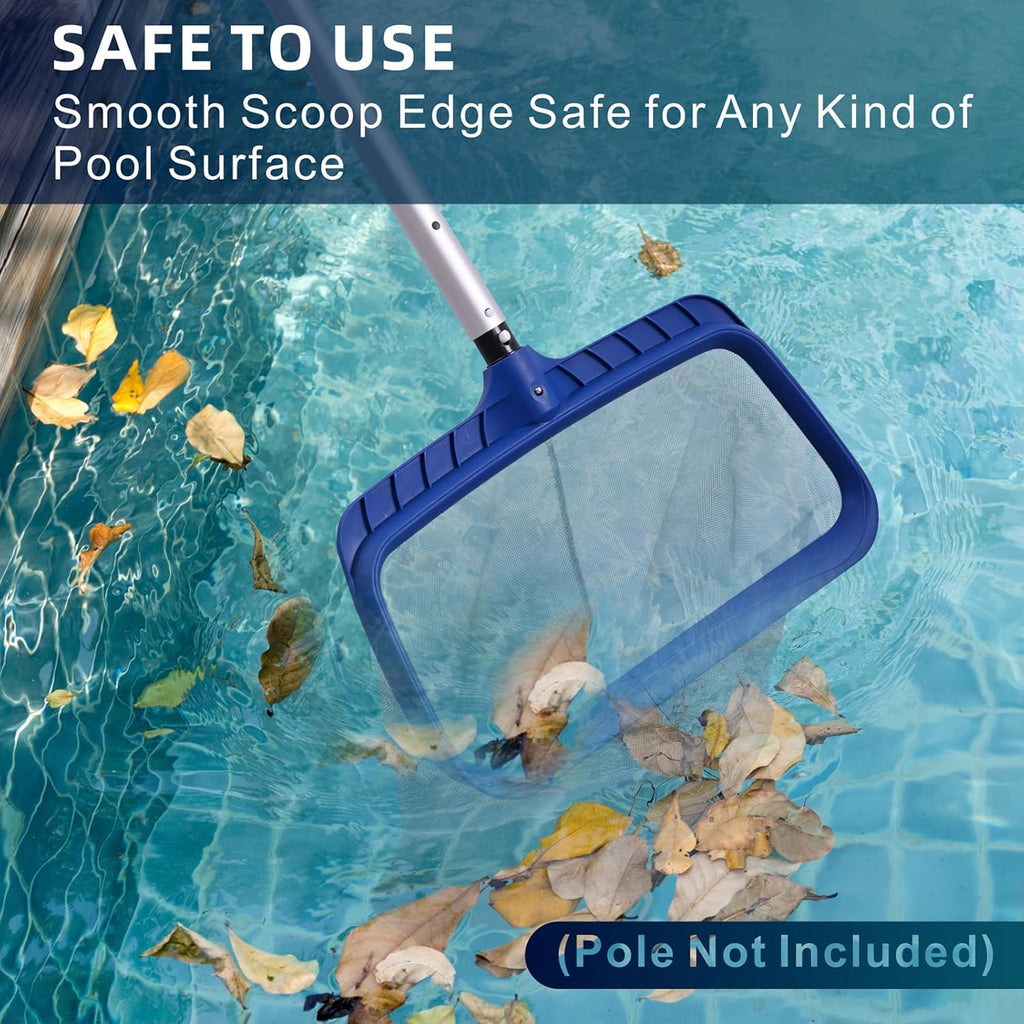 POOLAZA Pool Skimmer Net, Larger Capacity Pool Net Skimmer with Durable Deep Net, Sturdy Frame Pool Nets for Cleaning Effortlessly, High-Efficiency Pool Leaf Net with Easy Scoop Edges