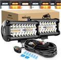Nilight 2PCS 6.5 Inch 120W LED Light Bar Amber White Strobe 6 Modes Memory Function Off-Road Truck Car ATV SUV Cabin Boat with 16AWG Wiring Harness Kit-2 Lead