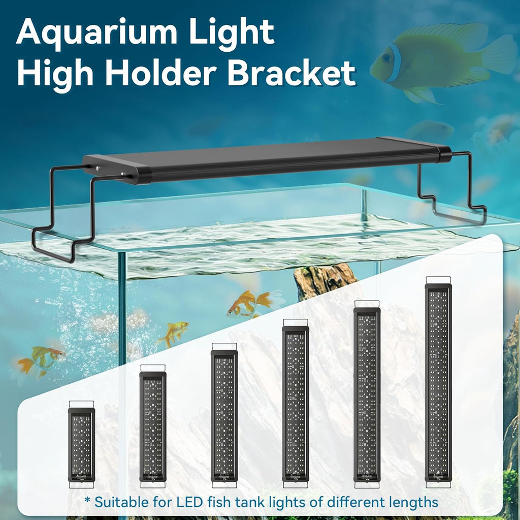 2 Pcs Aquarium Light Riser for Rimmed/Rimless Tanks, Aquarium Light High Holder Bracket, Steel Fish Tank Light Extenders Stands for LED, Light Riser for Aquarium -Black (Width 4.3 inch)